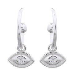 925 Silver Evil Eye CZ Charm Drop Earrings by BeYindi