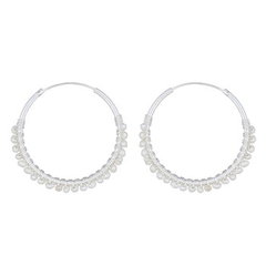 Freshwater Pearls Sterling Silver Hoop Earrings by BeYindi
