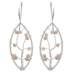 Rhodonite Jeweled Tree In Marquise Silver Drop Earrings by BeYindi