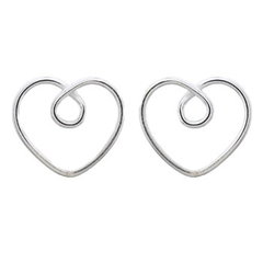 Heart Tie Knot 925 Silver Stud Earrings by BeYindi