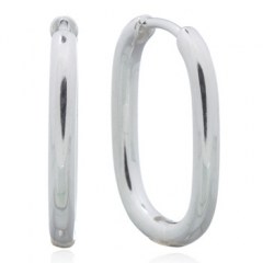 Oval Hoop Silver 925 Huggie Earrings by BeYindi