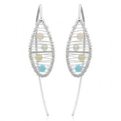 Mixed Stones In Marquise Shape 925 Silver Drop Earrings by BeYindi