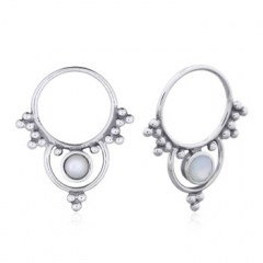 Dainty Boho Septum Hoop Mother Of Pearl 925 Silver Earrings by BeYindi 