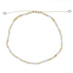 Lovely Yellow Opal Stone With Silver Spheres Polyester Bracelet by BeYindi