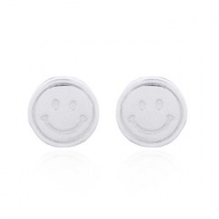 Simple Mini Smiley Emoji 925 Silver Stud Earrings by BeYindi 