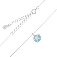 Starfish On Round Glass Bead Necklace 925 Silver by BeYindi 