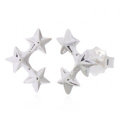 Three Tiny Connected Stars Stud Earrings 925 Silver by BeYindi
