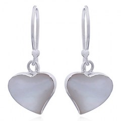 Sterling Silver MOP Slanted Heart Dangle Earrings by BeYindi