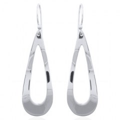 High Polish 925 Silver Twisted Flat Teardrop Dangle Earrings by BeYindi