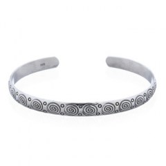 Spirals In A Line Of Sterling Convex Silver Bangle by BeYindi 