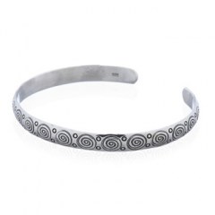 Spirals In A Line Of Sterling Convex Silver Bangle by BeYindi