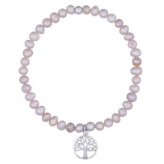4mm Freshwater Pearl Stretch Bracelet with Tree of Life Charm by BeYindi 3