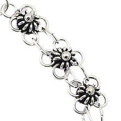 Graceful twisted wire flowers antiqued silver chain anklet by BeYindi 3