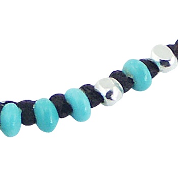 Turquoise Macrame Bracelet Silver Cross & Beads by BeYindi 3