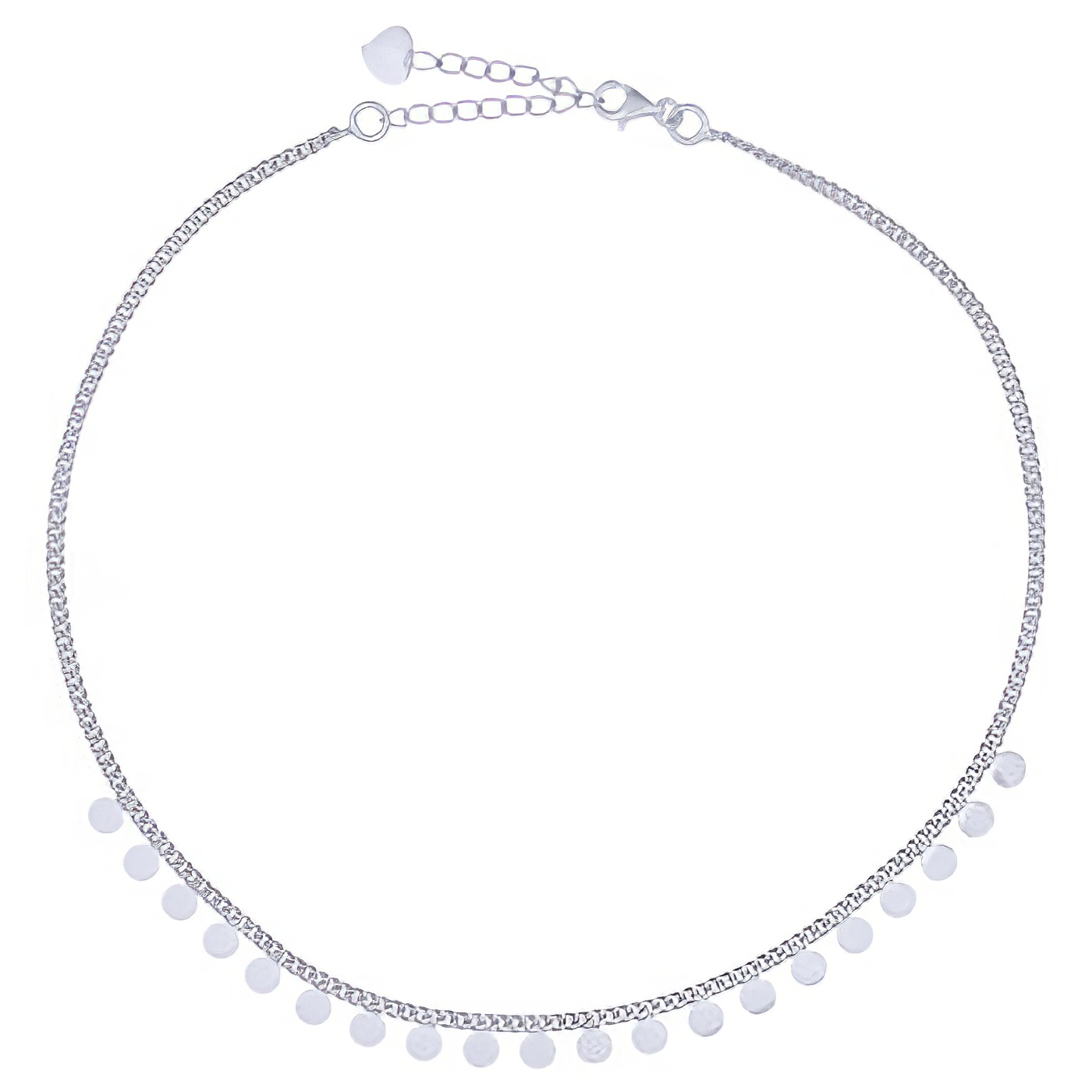 Circle Discs Centered In Rhodium Plated Choker Necklace by BeYindi 