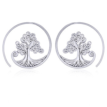 Silver Spiral Tree of Life Drop Earrings by BeYindi 