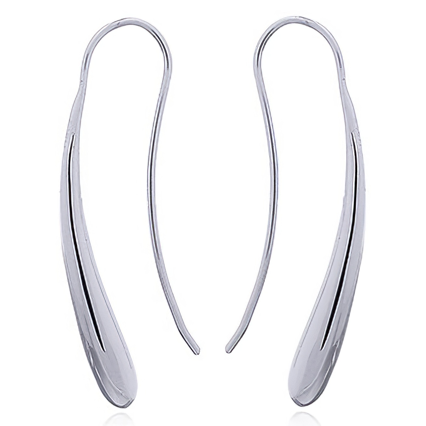 Slim Curved Teardrop 925 Silver Earrings by BeYindi 