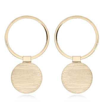 Circle with Hinged Brushed Disc Gold Plated Silver Studs by BeYindi 