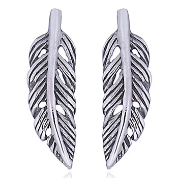 Feather Stud Earrings in 925 Silver by BeYindi 