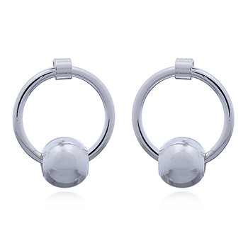 Silver Hoop and Ball Stud Earrings by BeYindi 