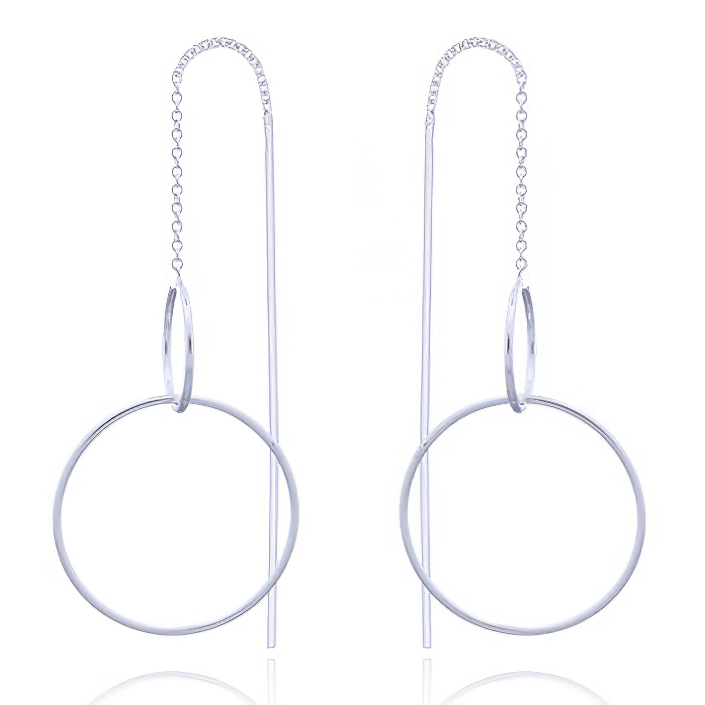 925 Silver Threader Earrings With Circles by BeYindi 