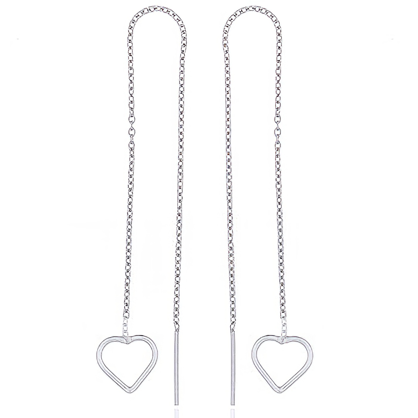 Neat Open Heart Sterling Silver Threader Earrings by BeYindi 