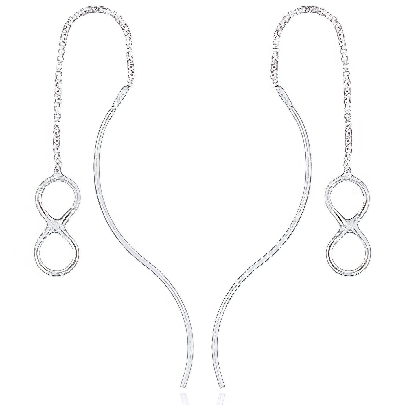 Infinity Symbol and Curved Post Sterling Silver Threader Earrings by BeYindi 