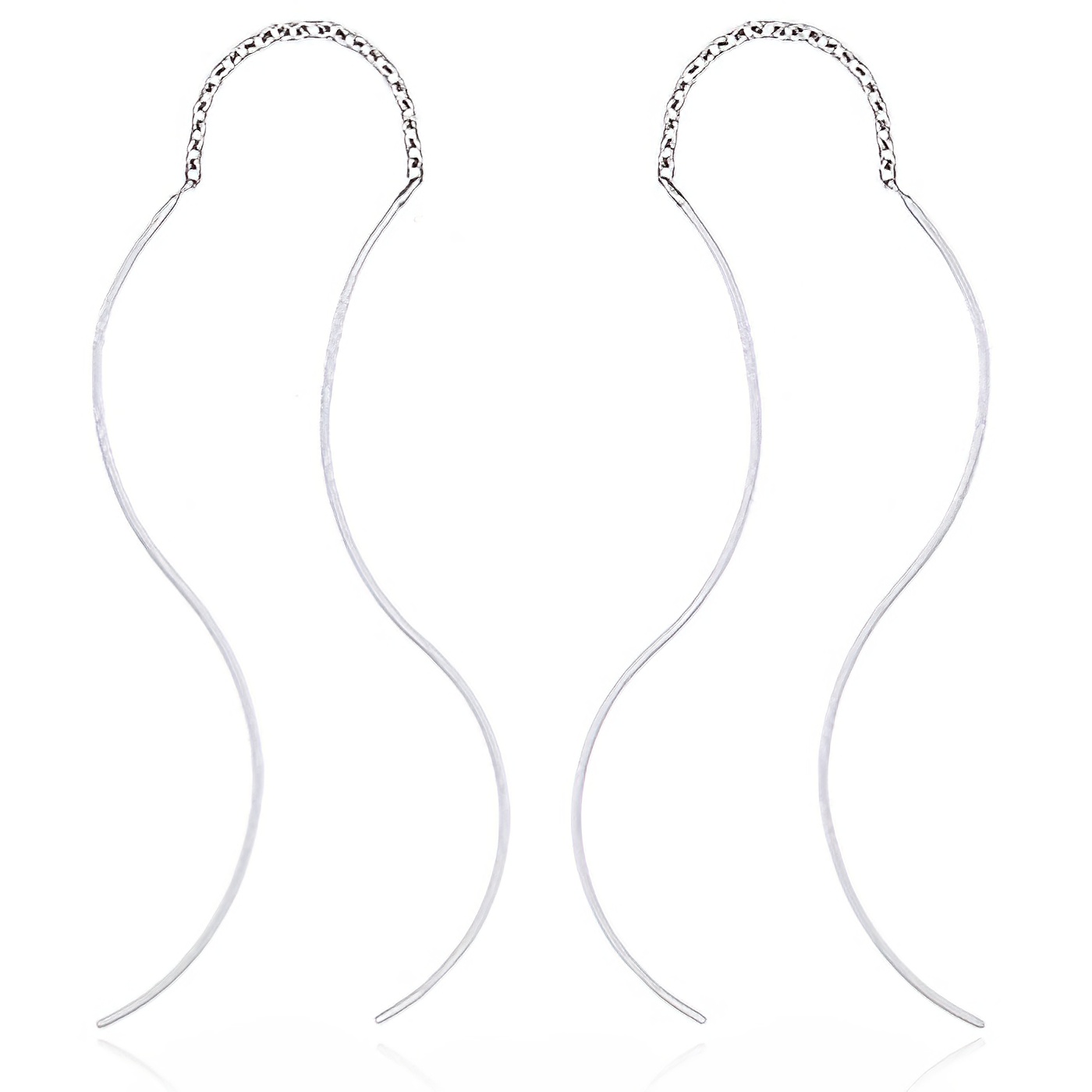 Sterling Silver Earrings Simplistic Curved Threaders by BeYindi 