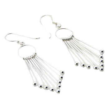 Fahionable Chandelier Earrings Silver Spheres On Sticks by BeYindi 