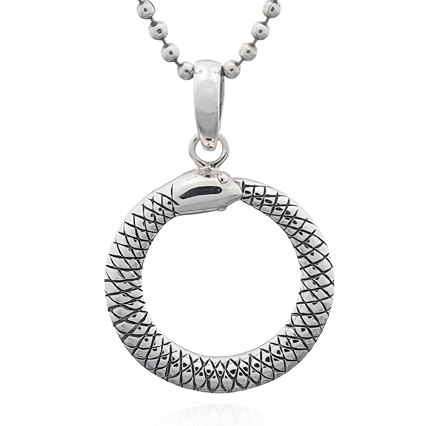 925 Silver Snake In Circle Twirl Pendant by BeYindi 