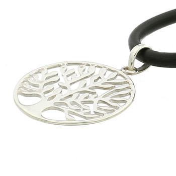 Open Circle Sterling Silver Leafy Tree Of Life Pendant by BeYindi 2