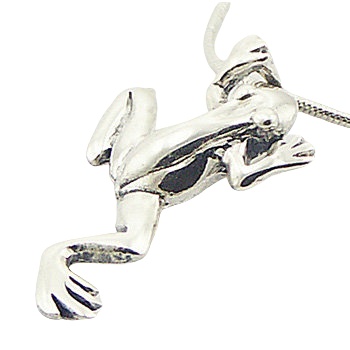 Sterling Silver Jumping Frog Pendant Shiny Details by BeYindi 