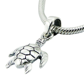 Sterling Silver Turtle Charm Pendant Ornamented Turtle by BeYindi 