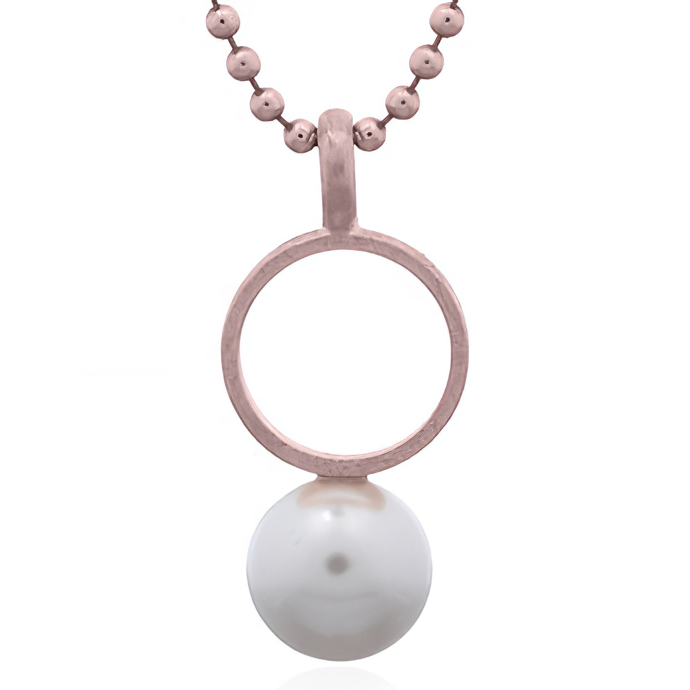 Sphere Pearl With Rose Gold Plated Circle 925 Silver pendant by BeYindi 