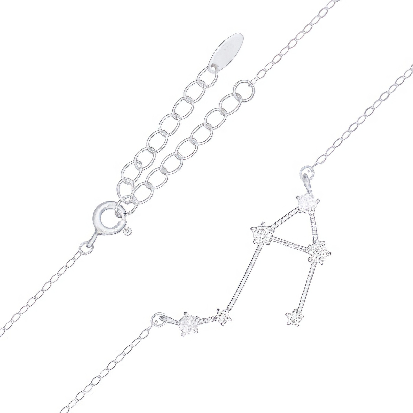 Libra Star Constellation Rhodium Plated 925 Silver Necklace by BeYindi 