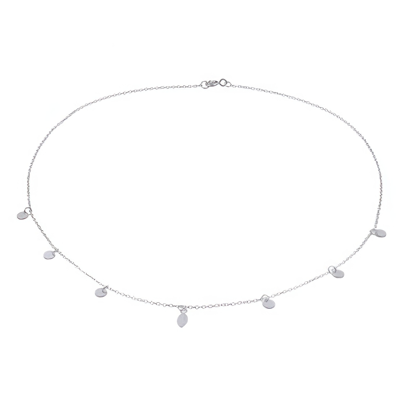 Centered Leaf With Silver Discs 925 Chain Necklace by BeYindi 