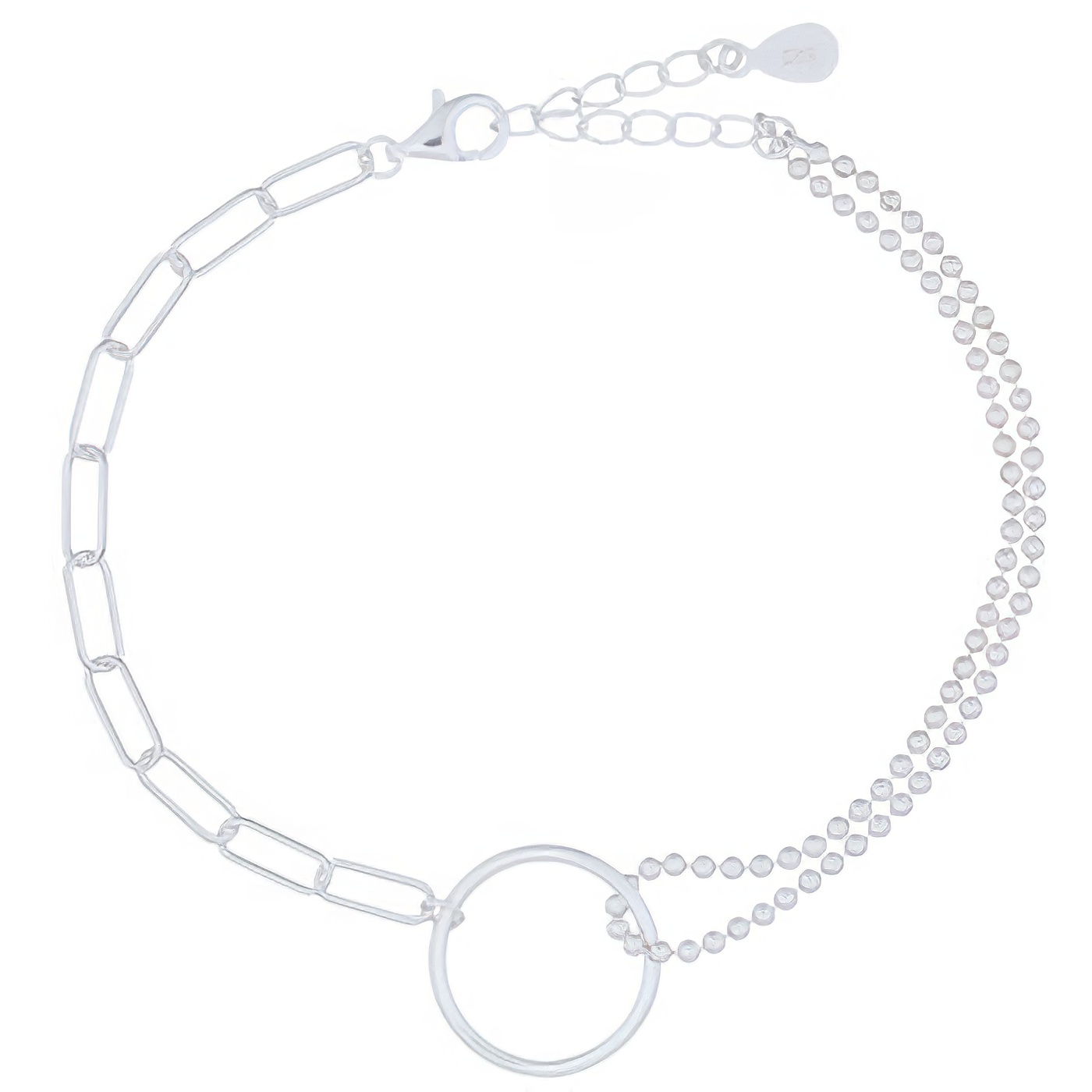 Two Chain Styles With Circle In 925 Bracelet Silver Plated by BeYindi 