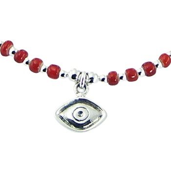 Silver Evil Eye Bracelet Round Glass and Silver Beads by BeYindi 2