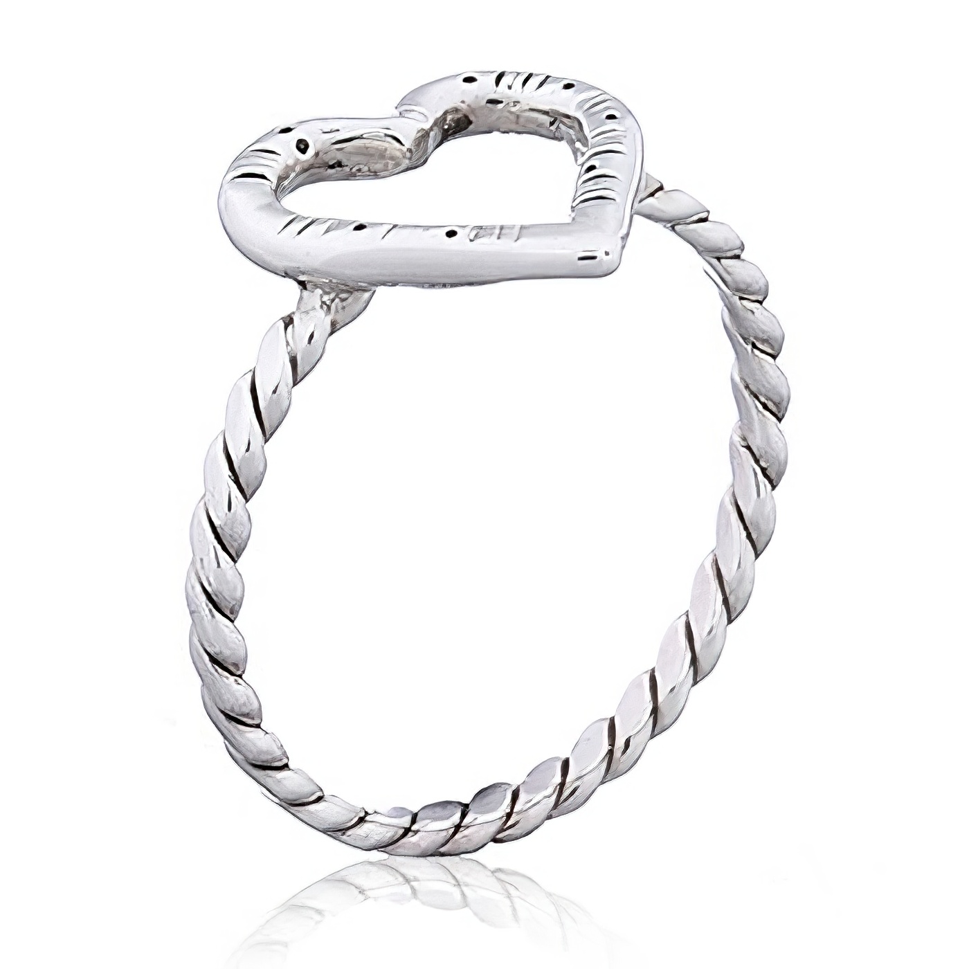 Open Heart Ring Twisted Rope in Sterling Silver by BeYindi 