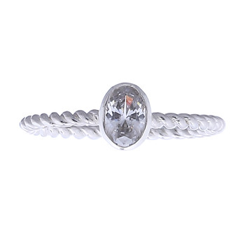 Twisted Wire Silver Ring Oval White CZ by BeYindi 