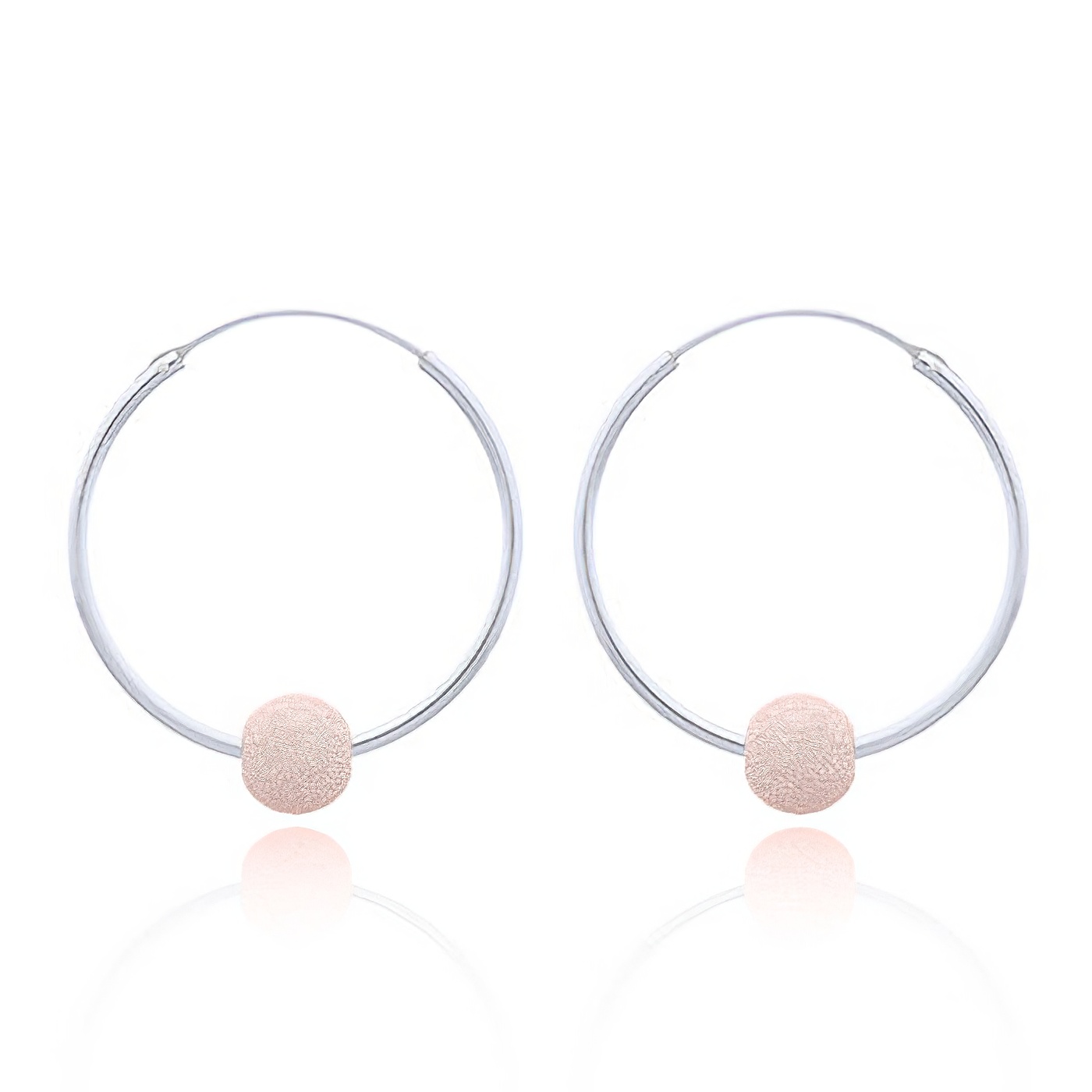 Sparkling Rose Gold Ball Silver Hoop Earrings by BeYindi 