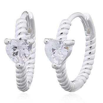 Heart Crystal CZ 925 Silver Twisted Hoop Earrings by BeYindi 