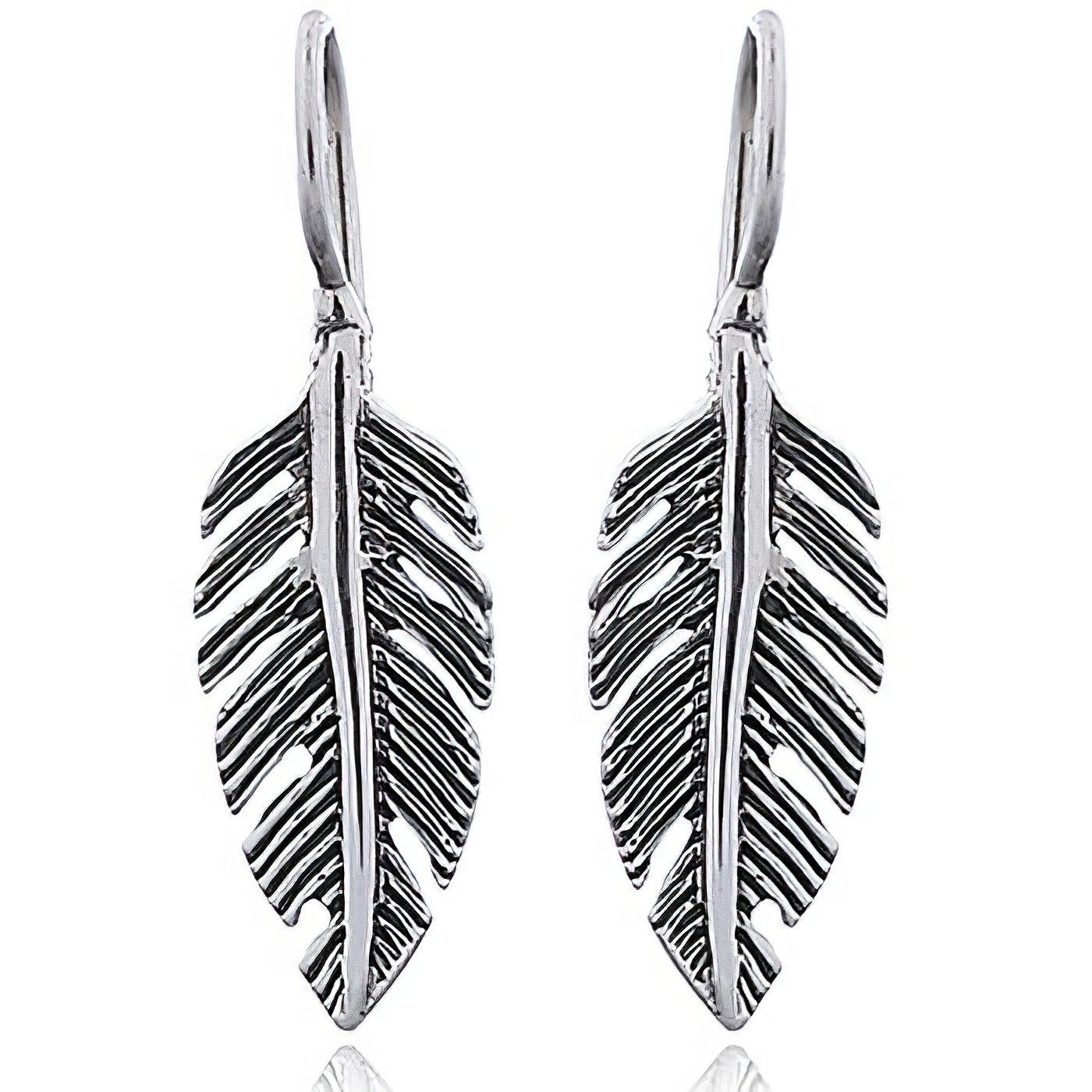 Angular 925 Silver Feather Drop Earrings by BeYindi 