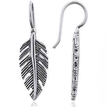 Angular 925 Silver Feather Drop Earrings by BeYindi 