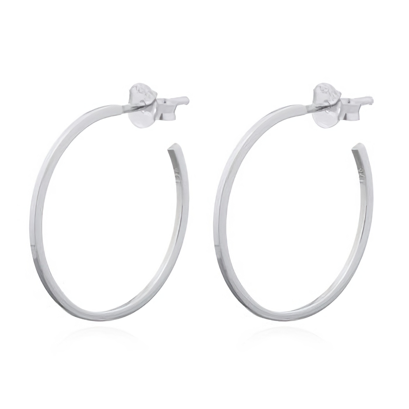 925 Plain Silver Wire In Circle Shaped Stud Earrings by BeYindi 