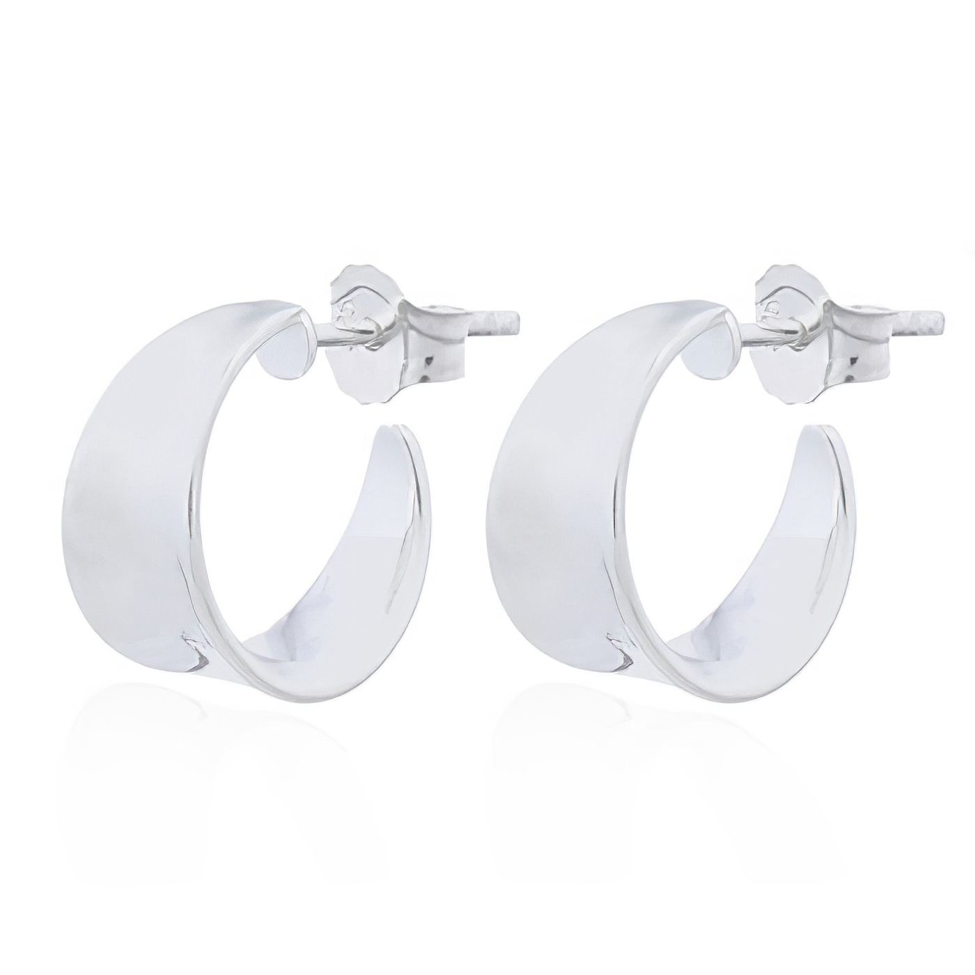 Concaved Curve Silver Plated 925 Stud Earrings by BeYindi 