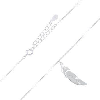 Polished Plain Feather 925 Silver Chain Necklace by BeYindi 