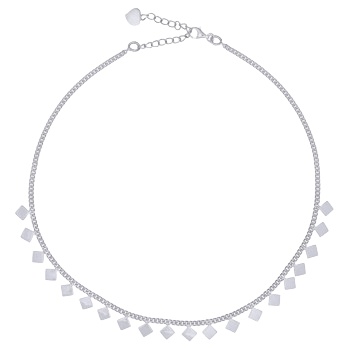 Square Discs Centered In Rhodium Plated Choker Necklace by BeYindi 