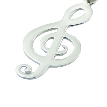925 Sterling Silver Pendant Shiny G-Clef Musical Symbol by BeYindi 2