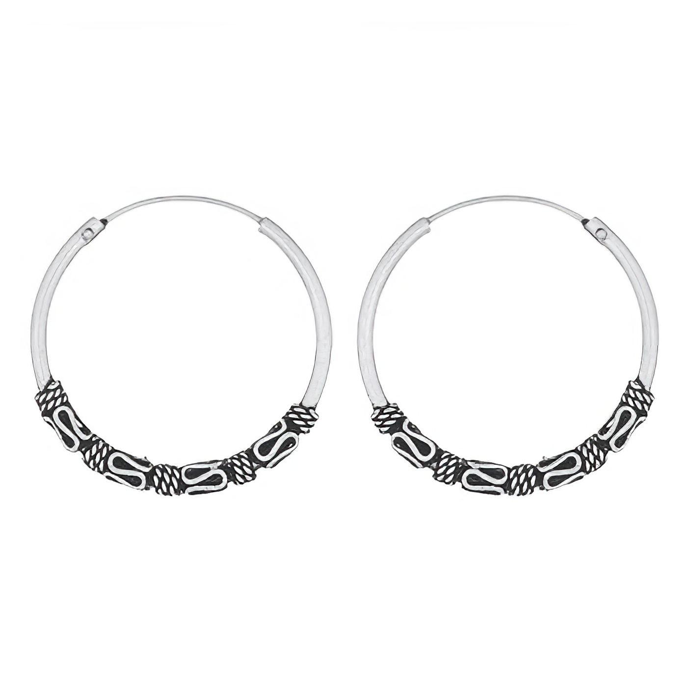 Wave Four Lines Twisted Plain Wire Bali Silver Hoop Earrings by BeYindi 